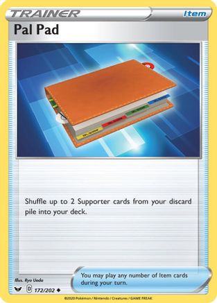 Pal Pad 172/202  - Reverse Holofoil SWSH01 Sword & Shield Base Set - Uncommon
