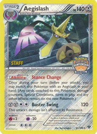 Aegislash (Regional Championships) [Staff] 085/146  - Reverse Holofoil League & Championship Cards - Promo