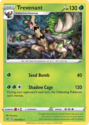 Trevenant 015  - Reverse Holofoil SWSH02 Rebel Clash - Rare