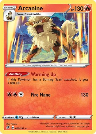 Arcanine 028/192  SWSH02 Rebel Clash - Rare