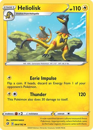 Heliolisk 064/192  - Reverse Holofoil SWSH02 Rebel Clash - Uncommon