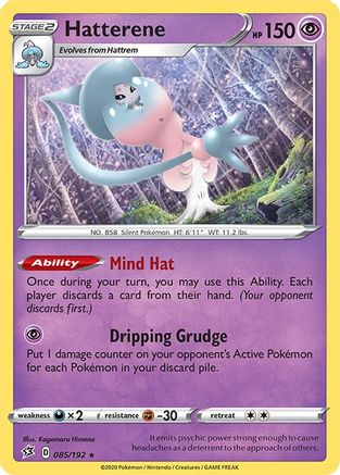 Hatterene 085/192  - Holofoil SWSH02 Rebel Clash - Holo Rare
