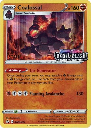 Coalossal (Prerelease) [Staff] SWSH024  - Holofoil SWSH Sword & Shield Promo Cards - Promo