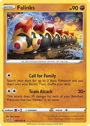 Falinks 109/192  - Reverse Holofoil SWSH02 Rebel Clash - Uncommon
