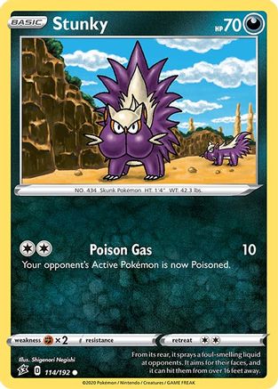 Stunky 114/192  - Reverse Holofoil SWSH02 Rebel Clash - Common