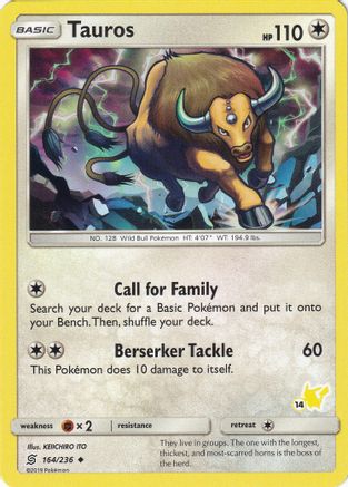 Tauros (#14 Pikachu Stamped) 164/236  Battle Academy - Promo