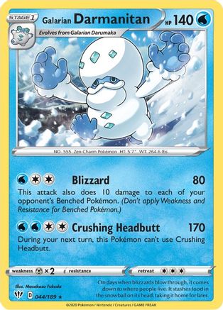 Galarian Darmanitan (44) (44) 044/189  - Reverse Holofoil SWSH03 Darkness Ablaze - Rare