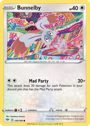 Bunnelby 150/189  SWSH03 Darkness Ablaze - Common