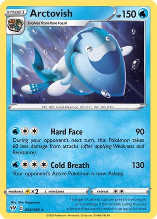 Arctovish 054/189  - Reverse Holofoil SWSH03 Darkness Ablaze - Rare