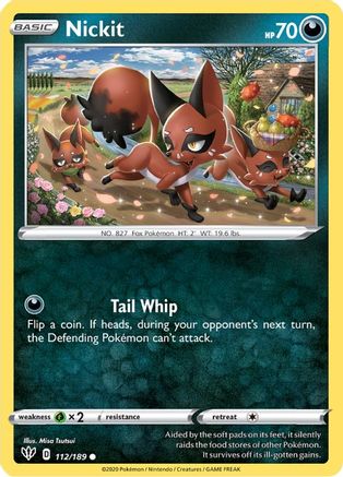 Nickit 112/189  SWSH03 Darkness Ablaze - Common