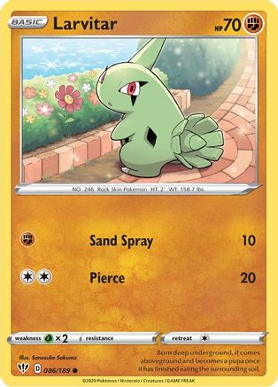 Larvitar 086/189  SWSH03 Darkness Ablaze - Common