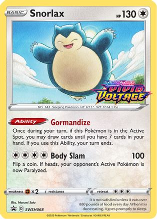 Snorlax (Prerelease) SWSH068  - Holofoil SWSH Sword & Shield Promo Cards - Promo