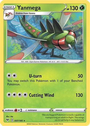 Yanmega 007/185  - Reverse Holofoil SWSH04 Vivid Voltage - Rare
