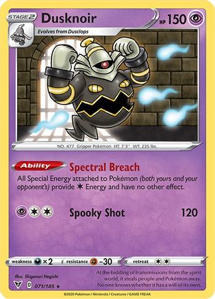 Dusknoir 071/185  - Holofoil SWSH04 Vivid Voltage - Holo Rare