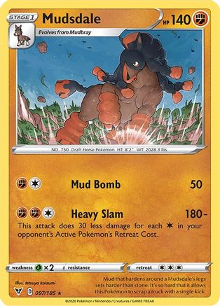 Mudsdale 097/185  - Reverse Holofoil SWSH04 Vivid Voltage - Rare