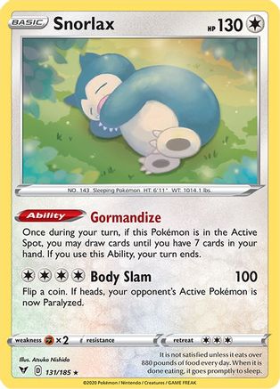 Snorlax 131/185  - Reverse Holofoil SWSH04 Vivid Voltage - Holo Rare