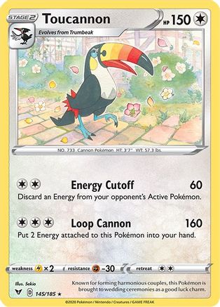Toucannon 145/185  - Reverse Holofoil SWSH04 Vivid Voltage - Rare