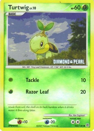Turtwig 103/130  - Reverse Holofoil Burger King Promos - Promo