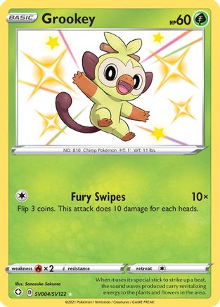 Grookey SV004/SV122  - Holofoil Shining Fates Shiny Vault - Shiny Holo Rare