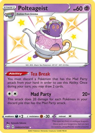 Polteageist SV053/SV122  - Holofoil Shining Fates Shiny Vault - Shiny Holo Rare
