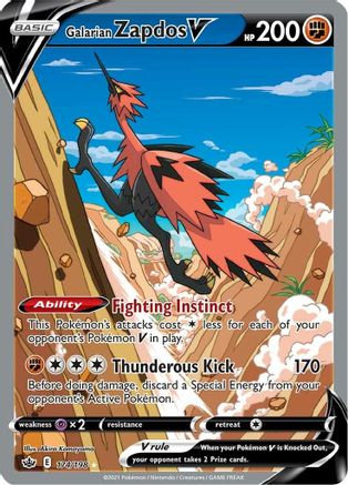 Galarian Zapdos V (Alternate Full Art) 174/198  - Holofoil SWSH06 Chilling Reign - Ultra Rare