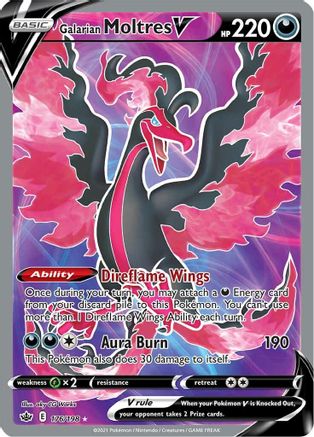 Galarian Moltres V (Full Art) 176/198  - Holofoil SWSH06 Chilling Reign - Ultra Rare