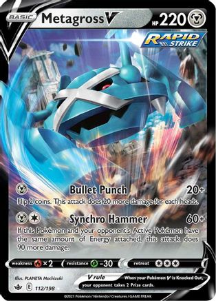 Metagross V 112/198  - Holofoil SWSH06 Chilling Reign - Ultra Rare