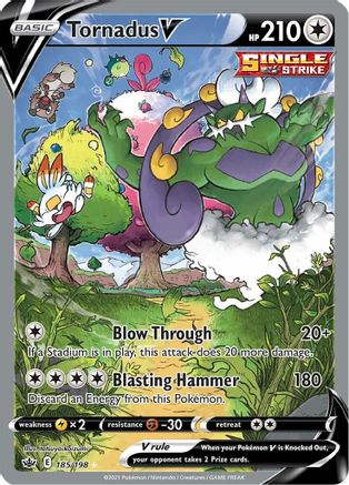 Tornadus V (Alternate Full Art) 185/198  - Holofoil SWSH06 Chilling Reign - Ultra Rare