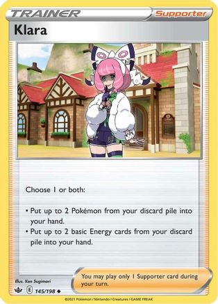 Klara 145/198  - Reverse Holofoil SWSH06 Chilling Reign - Uncommon