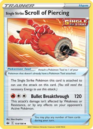 Single Strike Scroll of Piercing 154/198  - Reverse Holofoil SWSH06 Chilling Reign - Uncommon