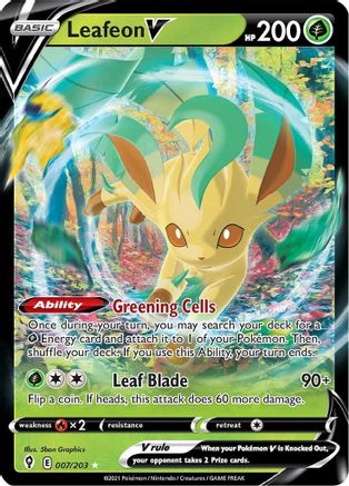 Leafeon V 007/203  - Holofoil SWSH07 Evolving Skies - Ultra Rare