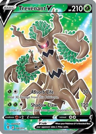 Trevenant V (Full Art) 168/203  - Holofoil SWSH07 Evolving Skies - Ultra Rare