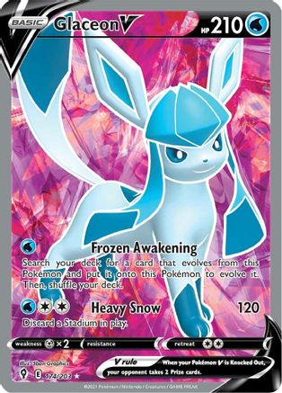 Glaceon V (Full Art) 174/203  - Holofoil SWSH07 Evolving Skies - Ultra Rare