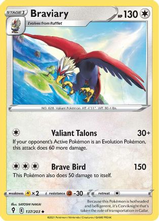 Braviary 137/203  SWSH07 Evolving Skies - Uncommon