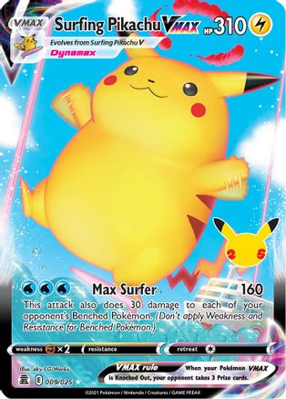 Surfing Pikachu VMAX 009/025  - Holofoil Celebrations - Ultra Rare