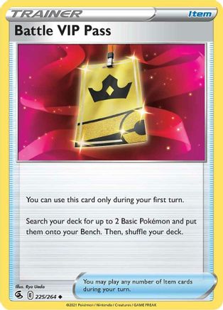 Battle VIP Pass 225/264  SWSH08 Fusion Strike - Uncommon