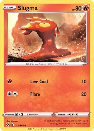 Slugma 034/264  - Reverse Holofoil SWSH08 Fusion Strike - Common