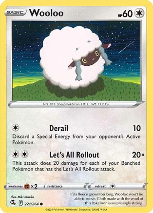 Wooloo (221) (221) 221/264  - Reverse Holofoil SWSH08 Fusion Strike - Common