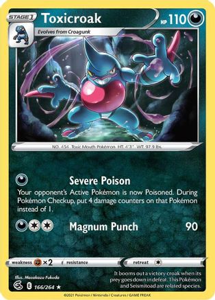 Toxicroak 166/264  - Reverse Holofoil SWSH08 Fusion Strike - Rare