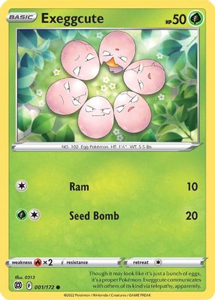 Exeggcute 001/172  - Reverse Holofoil SWSH09 Brilliant Stars - Common