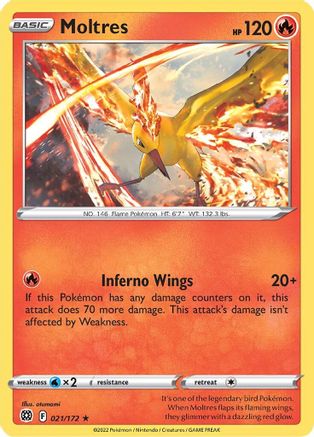 Moltres 021/172  - Holofoil SWSH09 Brilliant Stars - Holo Rare