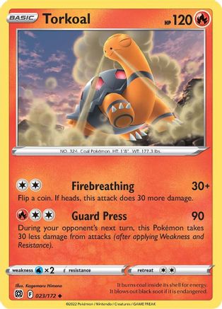 Torkoal 023/172  - Reverse Holofoil SWSH09 Brilliant Stars - Uncommon