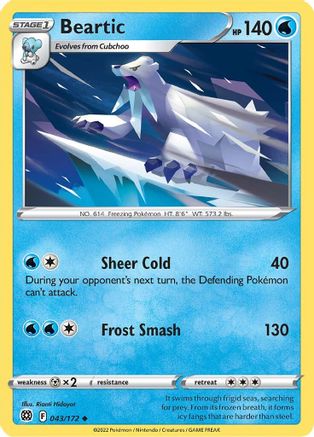Beartic 043/172  - Reverse Holofoil SWSH09 Brilliant Stars - Uncommon