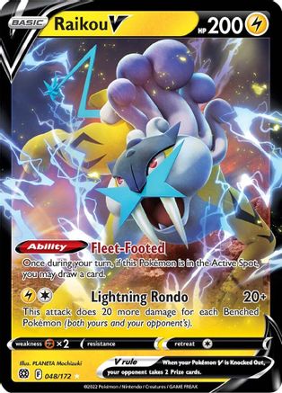 Raikou V 048/172  - Holofoil SWSH09 Brilliant Stars - Ultra Rare