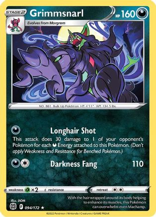 Grimmsnarl 094/172  - Reverse Holofoil SWSH09 Brilliant Stars - Rare
