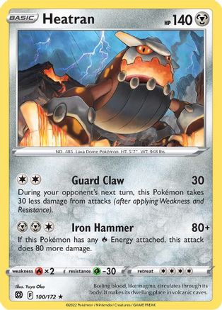 Heatran 100/172  - Reverse Holofoil SWSH09 Brilliant Stars - Rare