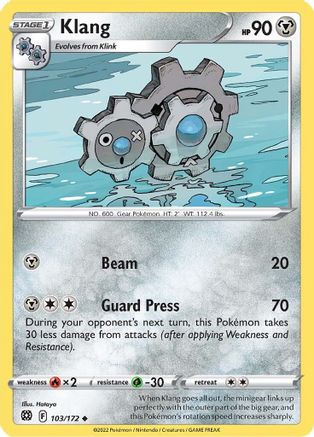Klang 103/172  - Reverse Holofoil SWSH09 Brilliant Stars - Uncommon