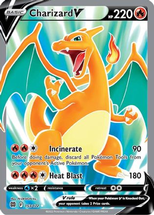 Charizard V (Full Art) 153/172  - Holofoil SWSH09 Brilliant Stars - Ultra Rare