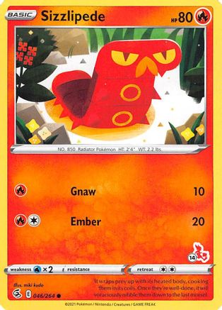 Sizzlipede (#14 Cinderace Stamped) 046/264  Battle Academy 2022 - Promo