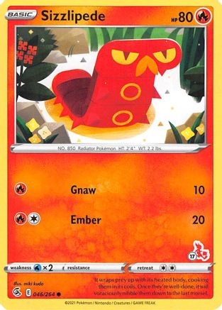 Sizzlipede (#17 Cinderace Stamped) 046/264  Battle Academy 2022 - Promo